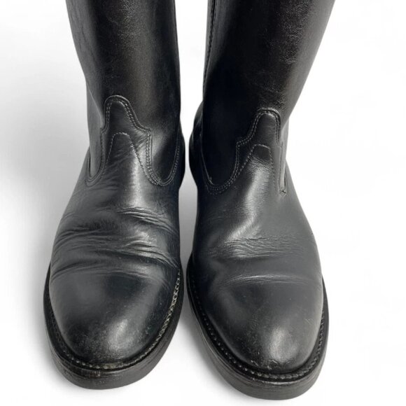 Vintage Kinney Leather Roper Black Biker Cowboy Western Work Boots Men's 9 EE - Picture 2 of 13